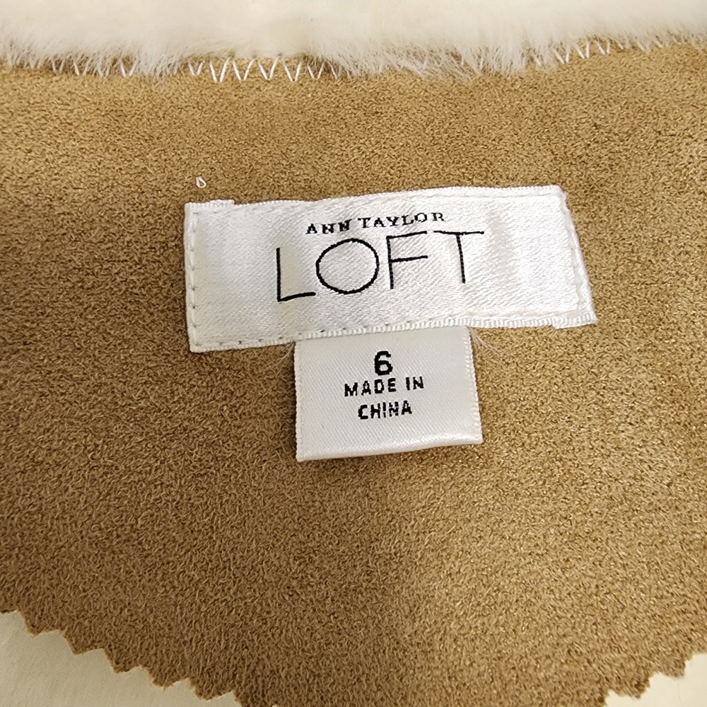 LOFT Faux Suede Faux Fur Coat Women's Size 6 - Picture 11 of 13